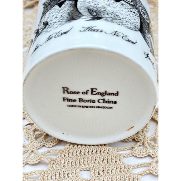 Rose of England Fine Bone China Mug OWLS See No Evil Hear No Evil Speak No Evil - Picture 5 of 6